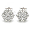 Sterling Silver Stud Earring, with White Cubic Zirconia, Polished, Rhodium Finish, 02.336.0144