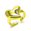 Oro Laminado Elegant Ring, Gold Filled Style Heart Design, Polished, Golden Finish, 01.341.0151