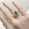 Oro Laminado Multi Stone Ring, Gold Filled Style Cluster Design, with Green and White Cubic Zirconia, Polished, Golden Finish, 01.196.0032