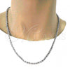 Rhodium Plated Basic Necklace, Rope Design, Polished, Rhodium Finish, 5.222.034.1.22