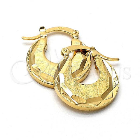 Oro Laminado Small Hoop, Gold Filled Style Diamond Cutting Finish, Golden Finish, 02.63.0480