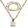 Oro Laminado Necklace and Bracelet, Gold Filled Style Cross Design, Polished, Golden Finish, 06.63.0259