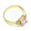 Oro Laminado Multi Stone Ring, Gold Filled Style with Pink and White Cubic Zirconia, Polished, Golden Finish, 01.210.0119.1.06