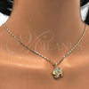 Oro Laminado Pendant Necklace, Gold Filled Style Elephant Design, with White Micro Pave, Polished, Golden Finish, 04.233.0008.18