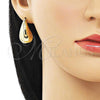 Oro Laminado Stud Earring, Gold Filled Style Chunky Design, Polished, Golden Finish, 02.122.0124