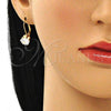 Oro Laminado Leverback Earring, Gold Filled Style with White Cubic Zirconia, Polished, Golden Finish, 5.128.075