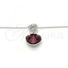 Rhodium Plated Pendant Necklace, Heart Design, with Siam and Aurore Boreale Swarovski Crystals, Polished, Rhodium Finish, 04.239.0044.9.18
