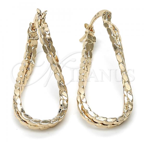 Oro Laminado Small Hoop, Gold Filled Style Diamond Cutting Finish, Golden Finish, 02.170.0188.15