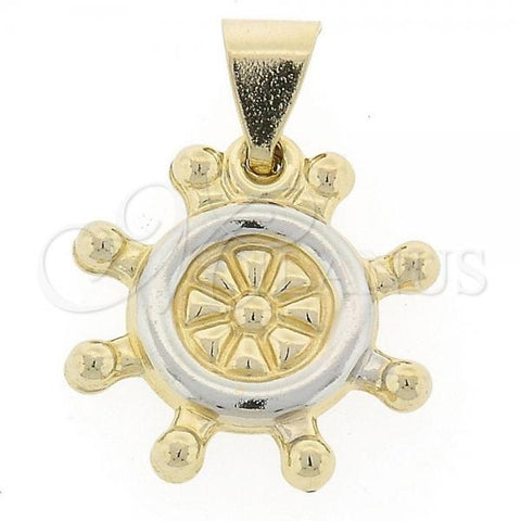Oro Laminado Fancy Pendant, Gold Filled Style Polished, Two Tone, 044.015.1