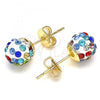 Oro Laminado Stud Earring, Gold Filled Style with Multicolor Crystal, Polished, Golden Finish, 02.63.2707.1