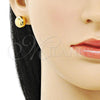 Oro Laminado Stud Earring, Gold Filled Style Ball and Hollow Design, Polished, Golden Finish, 02.342.0324