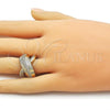 Oro Laminado Multi Stone Ring, Gold Filled Style with White Cubic Zirconia and White Micro Pave, Diamond Cutting Finish, Golden Finish, 01.266.0068