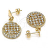 Oro Laminado Dangle Earring, Gold Filled Style Heart Design, with White Crystal, Polished, Golden Finish, 02.63.2492