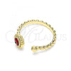 Oro Laminado Multi Stone Ring, Gold Filled Style Evil Eye Design, Red Resin Finish, Golden Finish, 01.213.0014.1