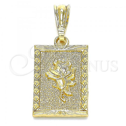 Oro Laminado Fancy Pendant, Gold Filled Style Flower Design, Polished, Golden Finish, 05.351.0082.2