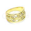 Oro Laminado Multi Stone Ring, Gold Filled Style Turtle Design, with White Cubic Zirconia, Polished, Golden Finish, 01.380.0003.07