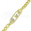 Oro Laminado Fancy Bracelet, Gold Filled Style Butterfly Design, with White Micro Pave, Polished, Golden Finish, 03.368.0064.08