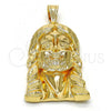 Oro Laminado Religious Pendant, Gold Filled Style Jesus Design, Diamond Cutting Finish, Golden Finish, 05.120.0035