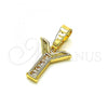 Oro Laminado Fancy Pendant, Gold Filled Style Initials Design, with  Crystal, Golden Finish, 05.26.0037
