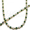Oro Laminado Necklace and Bracelet, Gold Filled Style with Green and White Cubic Zirconia, Polished, Golden Finish, 06.205.0031.1