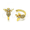 Oro Laminado Earcuff Earring, Gold Filled Style Bee Design, with White Micro Pave, Polished, Golden Finish, 02.210.0684
