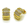 Oro Laminado Stud Earring, Gold Filled Style with White Micro Pave, Polished, Golden Finish, 02.283.0247