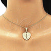 Oro Laminado Pendant Necklace, Gold Filled Style Heart and Love Design, Polished, Golden Finish, 04.351.0017.20