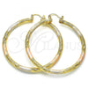 Oro Laminado Large Hoop, Gold Filled Style Polished, Tricolor, 02.170.0232.1.60