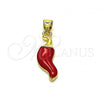 Oro Laminado Fancy Pendant, Gold Filled Style Red Enamel Finish, Golden Finish, 05.341.0074