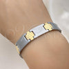 Stainless Steel Solid Bracelet, Polished, Two Tone, 03.114.0385.2.08
