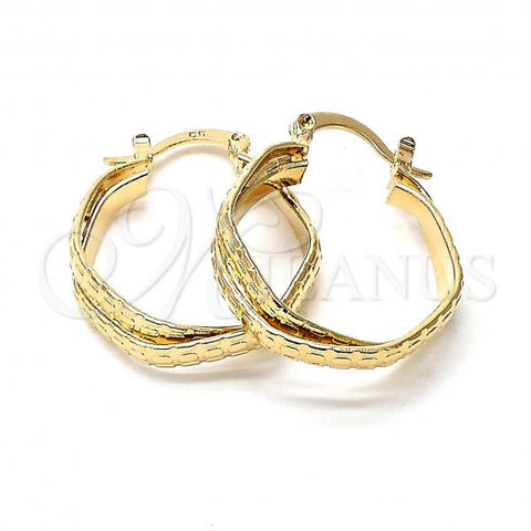 Oro Laminado Small Hoop, Gold Filled Style Diamond Cutting Finish, Golden Finish, 5.146.014