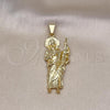Oro Laminado Religious Pendant, Gold Filled Style San Judas Design, Polished, Golden Finish, 05.213.0062