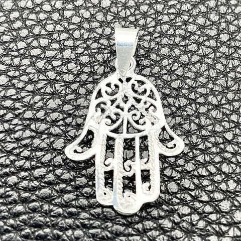 Sterling Silver Fancy Pendant, Hand of God Design, Polished, Silver Finish, 05.392.0045