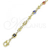 Oro Laminado Fancy Bracelet, Gold Filled Style with Multicolor Crystal, Polished, Golden Finish, 03.213.0104.08