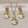 Oro Laminado Earring and Pendant Adult Set, Gold Filled Style Diamond Cutting Finish, Golden Finish, 10.163.0034