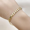 Oro Laminado Basic Bracelet, Gold Filled Style Curb Design, Polished, Golden Finish, 5.222.003.07