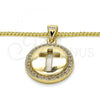 Oro Laminado Pendant Necklace, Gold Filled Style Cross Design, with White Cubic Zirconia, Polished, Golden Finish, 04.156.0172.20