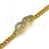 Oro Laminado Fancy Bracelet, Gold Filled Style Infinite Design, with White Micro Pave, Polished, Golden Finish, 03.283.0223.07