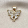 Oro Laminado Fancy Pendant, Gold Filled Style Butterfly Design, with White Micro Pave, Polished, Golden Finish, 05.342.0051