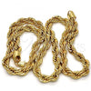 Gold Tone Basic Necklace, Rope Design, Polished, Golden Finish, 04.242.0044.24GT