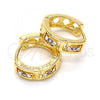 Oro Laminado Huggie Hoop, Gold Filled Style with Amethyst and White Crystal, Polished, Golden Finish, 02.165.0142.6