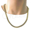 Oro Laminado Basic Necklace, Gold Filled Style Miami Cuban Design, Polished, Golden Finish, 03.278.0001.24