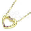 Oro Laminado Pendant Necklace, Gold Filled Style Heart Design, with Ruby Micro Pave, Polished, Golden Finish, 04.156.0329.1.20