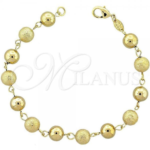 Oro Laminado Fancy Bracelet, Gold Filled Style Ball Design, Matte Finish, Golden Finish, 5.023.002