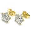 Oro Laminado Stud Earring, Gold Filled Style with White Cubic Zirconia, Polished, Two Tone, 02.210.0234