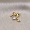 Oro Laminado Fancy Pendant, Gold Filled Style Bird Design, with White Cubic Zirconia and White Micro Pave, Polished, Golden Finish, 05.342.0186
