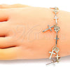 Oro Laminado Charm Bracelet, Gold Filled Style Crucifix and Heart Design, Polished, Tricolor, 03.351.0140.07