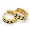 Oro Laminado Huggie Hoop, Gold Filled Style with Green and White Crystal, Polished, Golden Finish, 02.165.0137.5.15