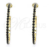 Oro Laminado Stud Earring, Gold Filled Style with Black Crystal, Polished, Golden Finish, 02.122.0118.4.35