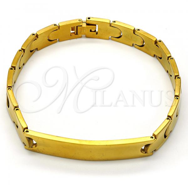 Stainless Steel ID Bracelet, Polished, Golden Finish, 03.63.1412.08